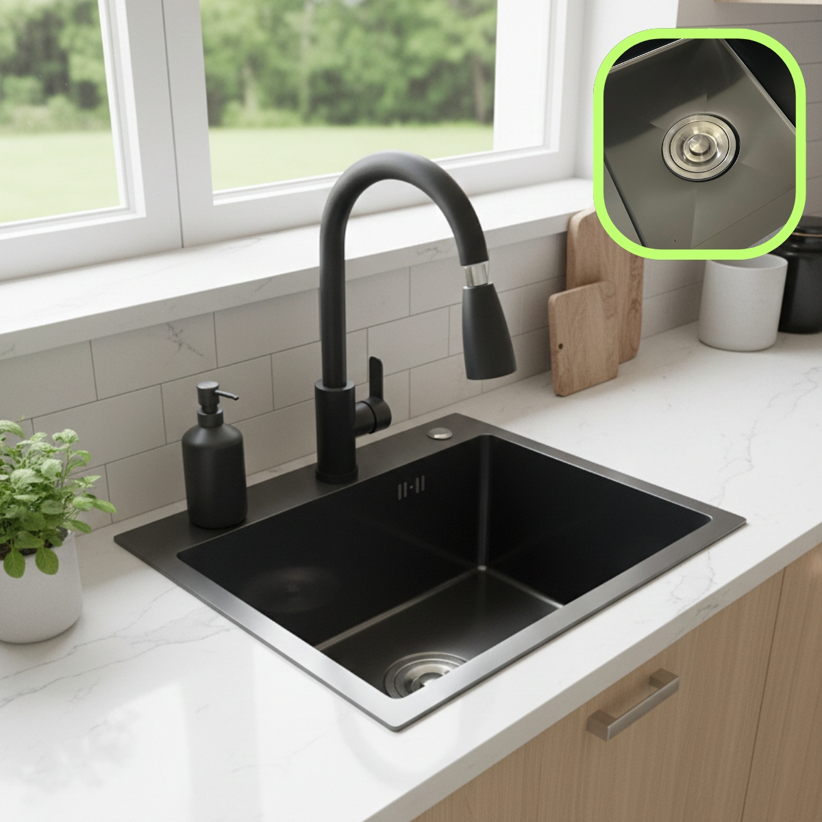 Conjunto Cozinha Premium Cuba Aço Inoxidável Black Matte