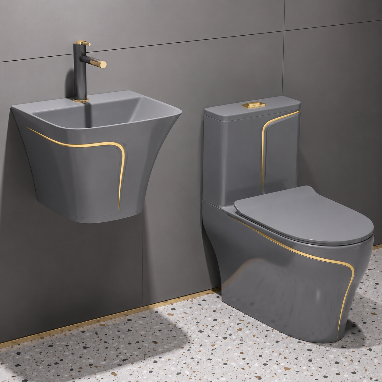 Conjunto Banheiro Vibranta - Jenova Color — Cinza Gold
