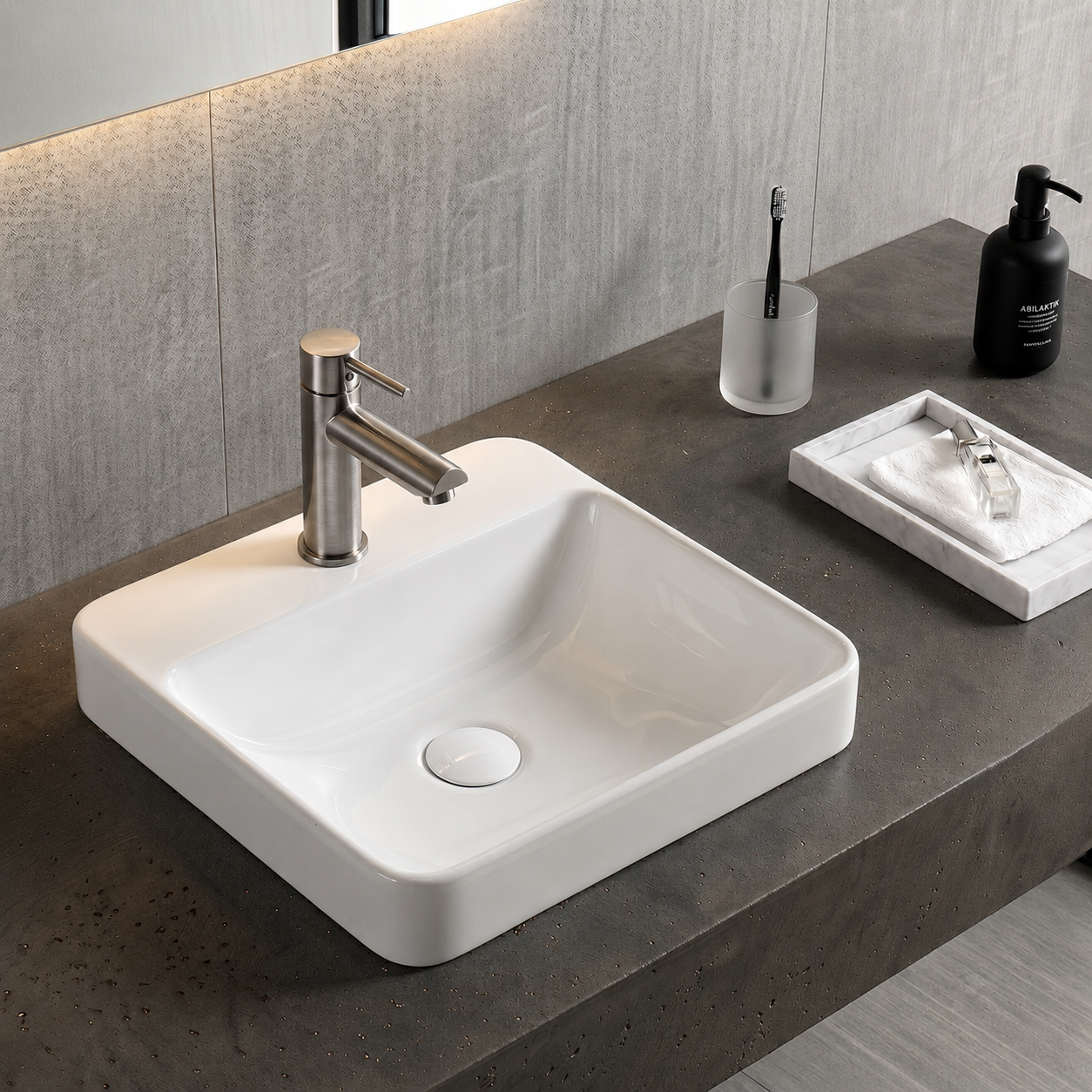 Conjunto Cuba de Apoio VBR2 - Torneira Inox escovado