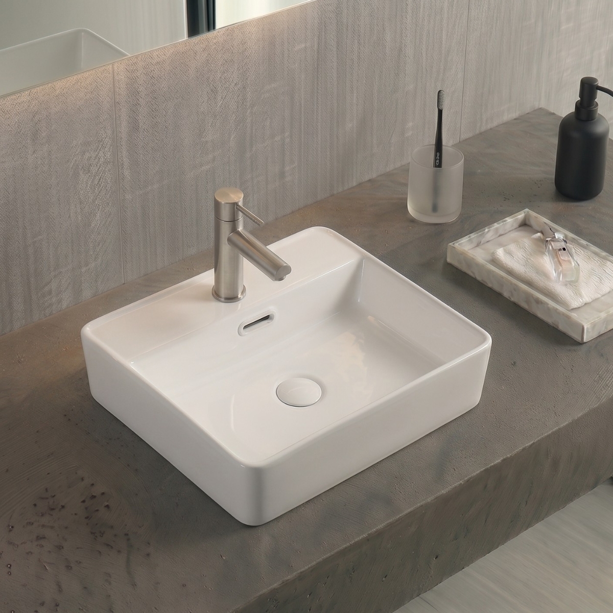 Conjunto Cuba de Apoio VBR4 — Torneira Inox Escovado